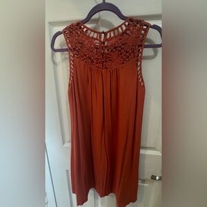 Crochet Detail Tank Top dress - Rust color